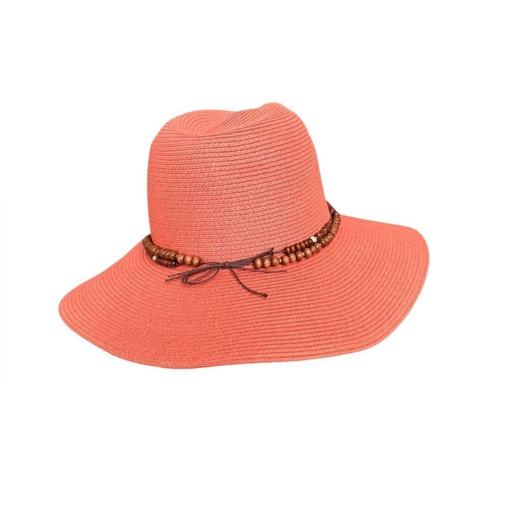 Hat Attack Coral Beaded Band Classic Travel Paper Hat